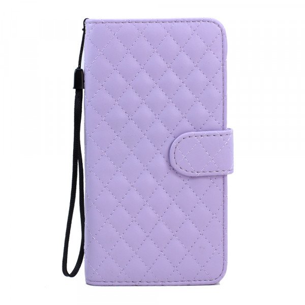 Wholesale Samsung Galaxy S6 Edge Plus Quilted Flip Leather Wallet Case with Strap (Purple)